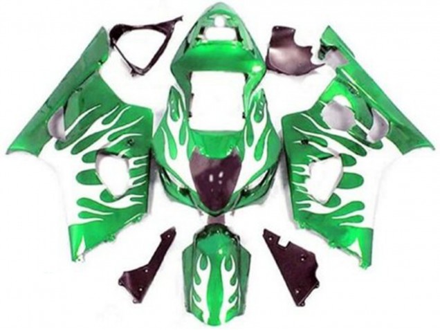 2003-2004 Suzuki GSXR 1000 Motorcycle Fairings - Green White Flame UK