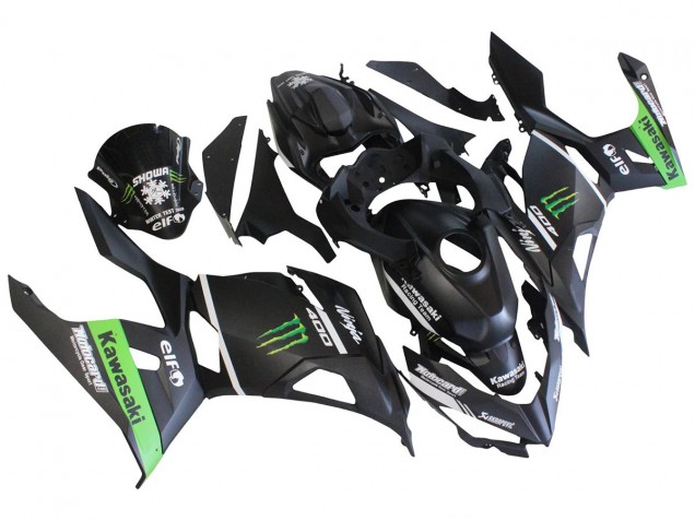 2018-2024 Kawasaki EX400 Motorcycle Fairings - Matte Black Green Monster Showr Snow UK