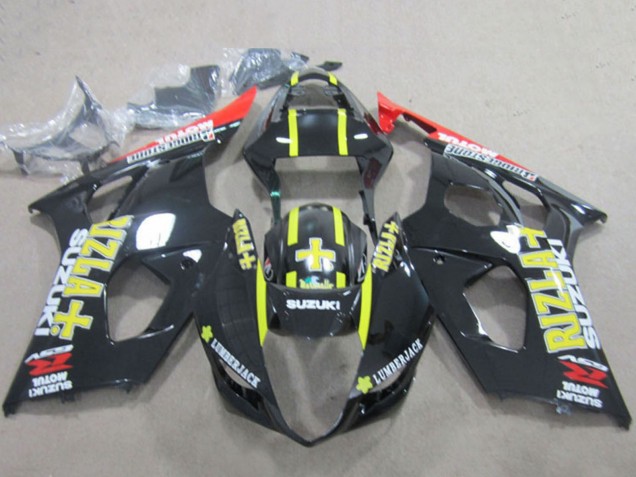 2003-2004 Suzuki GSXR 1000 Motorcycle Fairings - Glossy Black Red Yellow Rizla UK