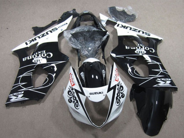 2003-2004 Suzuki GSXR 1000 Motorcycle Fairings - White Glossy Black Corona Extra Motul UK