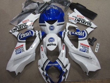 2007-2008 Suzuki GSXR 1000 Motorcycle Fairings - White Blue Lucky Strike Red Motul UK