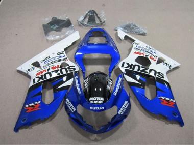 2001-2003 Suzuki GSXR 600 Motorcycle Fairings - White Blue Black Motul UK