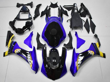 2015-2019 Yamaha YZF R1 Motorcycle Fairings - Blue Yellow Glossy Black Shark UK