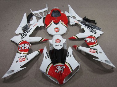2008-2016 Yamaha YZF R6 Motorcycle Fairings - White Red Lucky Strike UK