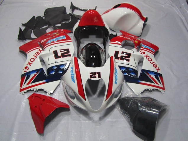 1996-2007 White Red Xerox 21 Suzuki GSXR1300 Hayabusa Motorcycle Fairings 1996-2007 White Red Xerox 21 Suzuki GSXR1300 Hayabusa Motorcycle Fairings