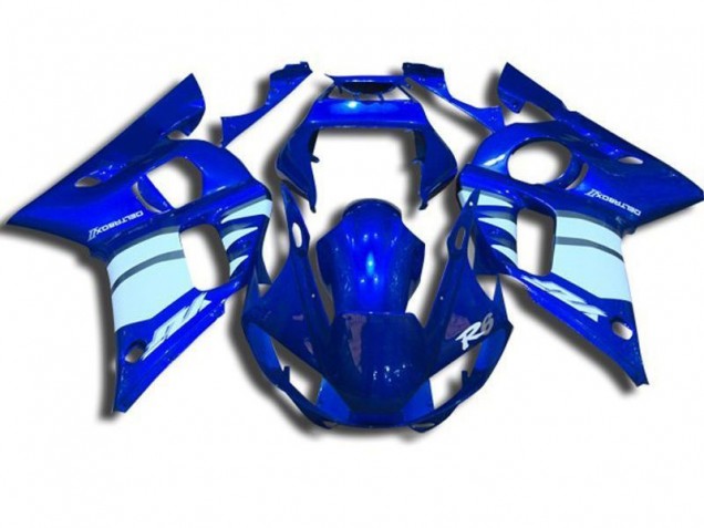 1998-2002 Blue and White Yamaha YZF R6 Motorbike Fairings 1998-2002 Blue and White Yamaha YZF R6 Motorbike Fairings