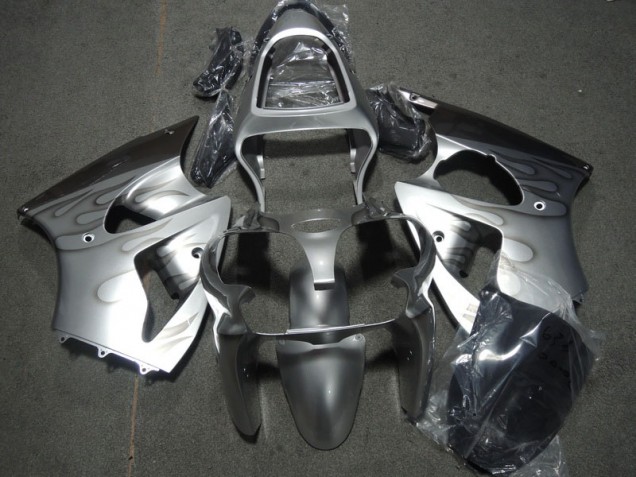 2000-2002 Silver Flame Kawasaki ZX6R Motorcycle Fairing Kit 2000-2002 Silver Flame Kawasaki ZX6R Motorcycle Fairing Kit
