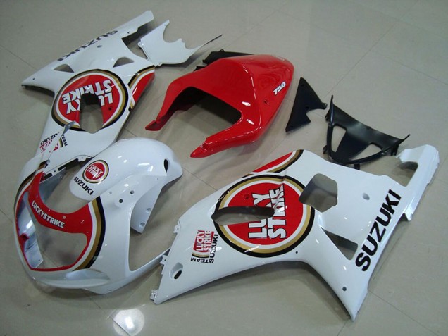 2001-2003 Red White Lucky Strike Suzuki GSXR750 Motorcycle Fairings 2001-2003 Red White Lucky Strike Suzuki GSXR750 Motorcycle Fairings