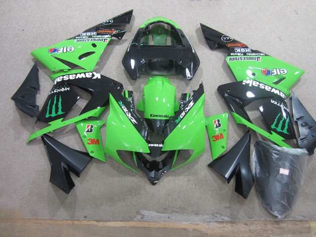 2003-2005 Black Green 3M Monster Kawasaki ZX10R Replacement Motorcycle Fairings 2003-2005 Black Green 3M Monster Kawasaki ZX10R Replacement Motorcycle Fairings