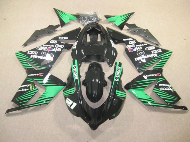 2003-2005 Black Green C-Shock Monster Kawasaki ZX10R Motorbike Fairing 2003-2005 Black Green C-Shock Monster Kawasaki ZX10R Motorbike Fairing