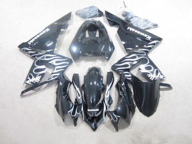 2003-2005 Black White Flame Kawasaki ZX10R Motorcycle Fairings