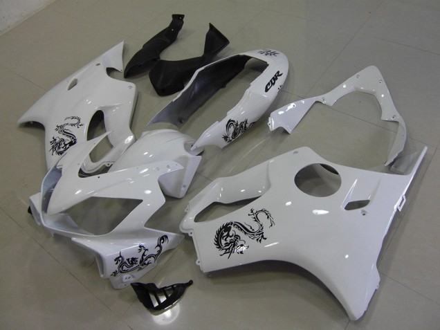 2004-2007 White with Black Dragon Honda CBR600 F4i Motorcycle Fairings 2004-2007 White with Black Dragon Honda CBR600 F4i Motorcycle Fairings