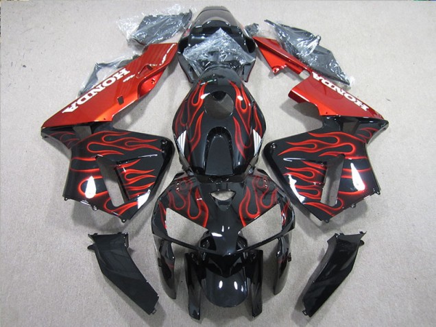 2005-2006 Black Red Flame Honda CBR600RR Motorcycle Fairings Kits 2005-2006 Black Red Flame Honda CBR600RR Motorcycle Fairings Kits