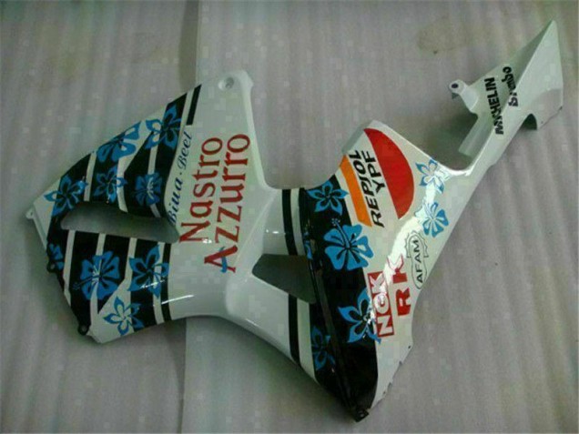 2005-2006 White Blue Nastro Azzurro 46 Honda CBR600RR Motorcycle Fairing 2005-2006 White Blue Nastro Azzurro 46 Honda CBR600RR Motorcycle Fairing
