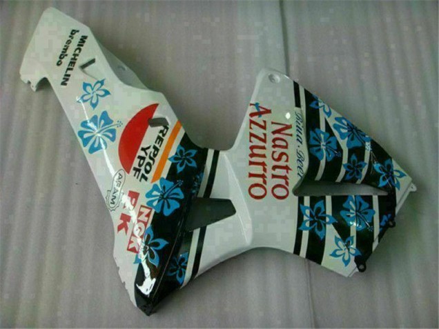 2005-2006 White Blue Nastro Azzurro 46 Honda CBR600RR Motorcycle Fairing 2005-2006 White Blue Nastro Azzurro 46 Honda CBR600RR Motorcycle Fairing