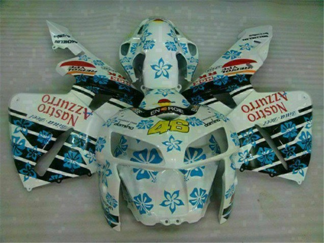 2005-2006 White Blue Nastro Azzurro 46 Honda CBR600RR Motorcycle Fairing 2005-2006 White Blue Nastro Azzurro 46 Honda CBR600RR Motorcycle Fairing