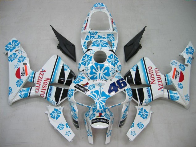 2005-2006 White Blue Nastro Azzurro 46 Honda CBR600RR Motorcycle Fairing Kit 2005-2006 White Blue Nastro Azzurro 46 Honda CBR600RR Motorcycle Fairing Kit