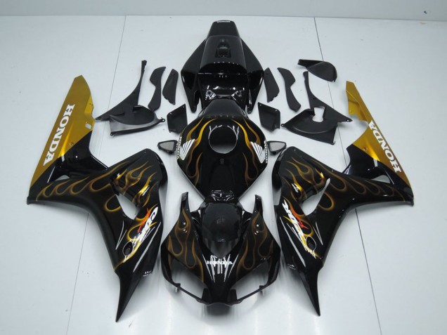 2006-2007 Black Gold Flame Honda CBR1000RR Motor Bike Fairings 2006-2007 Black Gold Flame Honda CBR1000RR Motor Bike Fairings