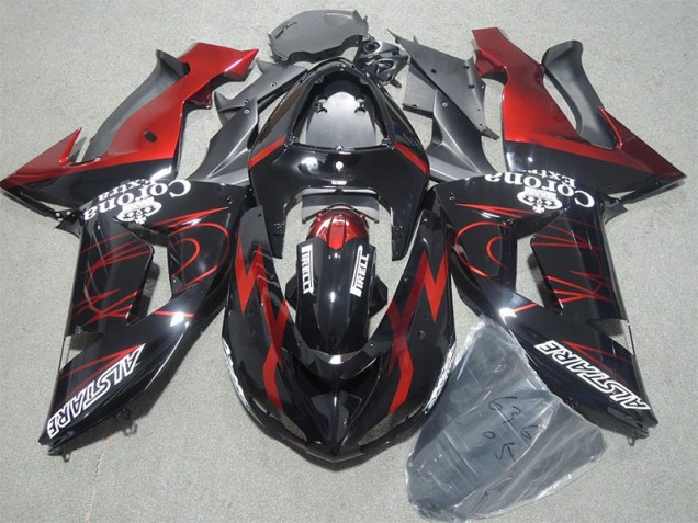2006-2007 Black Red Corona Extra Kawasaki ZX10R Motorcycle Bodywork 2006-2007 Black Red Corona Extra Kawasaki ZX10R Motorcycle Bodywork