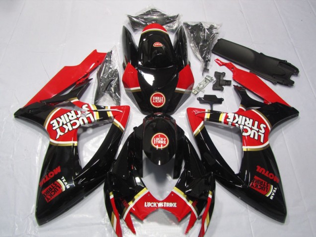 2006-2007 Black Red Lucky Strike Motul Suzuki GSXR600 Bike Fairing Kit 2006-2007 Black Red Lucky Strike Motul Suzuki GSXR600 Bike Fairing Kit