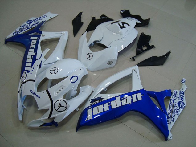 2006-2007 Blue White Jordan Suzuki GSXR750 Motorcycle Fairings Kits 2006-2007 Blue White Jordan Suzuki GSXR750 Motorcycle Fairings Kits