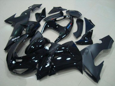 2006-2007 Glossy Black Matte Black Kawasaki ZX10R Motorcycle Fairings