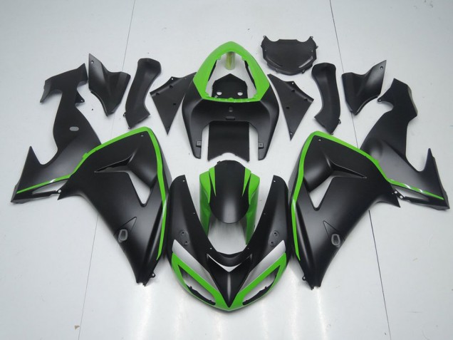 2006-2007 Matte Black with Green Line Kawasaki ZX10R Motorcycle Fairing Kits 2006-2007 Matte Black with Green Line Kawasaki ZX10R Motorcycle Fairing Kits