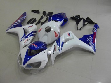 2006-2007 Pearl White Blue Honda CBR1000RR Motorcycle Fairings Kits