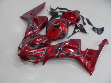 2006-2007 Red Silver Flame Honda CBR1000RR Motorcycle Fairings Kits