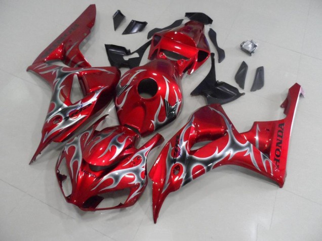 2006-2007 Red with Black Grey Flame Honda CBR1000RR Motorcycle Bodywork 2006-2007 Red with Black Grey Flame Honda CBR1000RR Motorcycle Bodywork