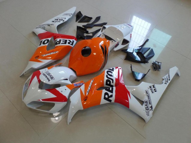 2006-2007 White and Orange Repsol Honda CBR1000RR Replacement Motorcycle Fairings 2006-2007 White and Orange Repsol Honda CBR1000RR Replacement Motorcycle Fairings