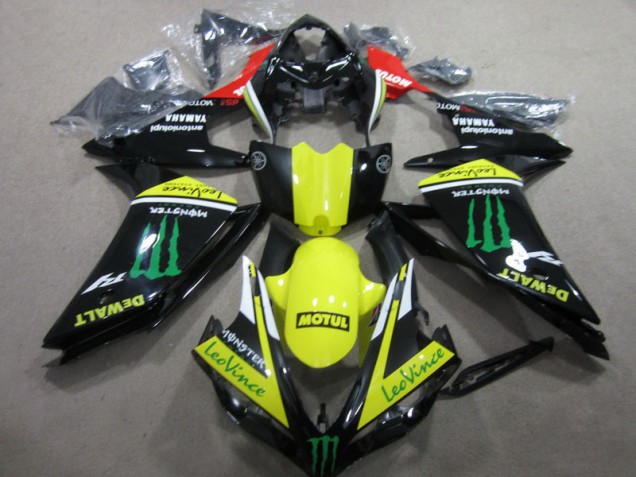 2007-2008 Black Yellow Motul Leovince Yamaha YZF R1 Motorcycle Fairings Kit 2007-2008 Black Yellow Motul Leovince Yamaha YZF R1 Motorcycle Fairings Kit