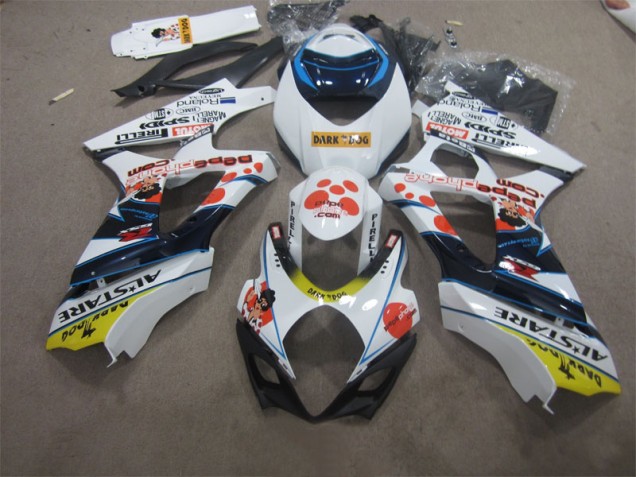 2007-2008 White Blue Dark Dog Suzuki GSXR1000 Bike Fairing 2007-2008 White Blue Dark Dog Suzuki GSXR1000 Bike Fairing