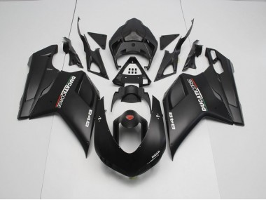 2007-2014 Matte Black with White Decals Ducati 848 1098 1198 Motorcycle Fairing