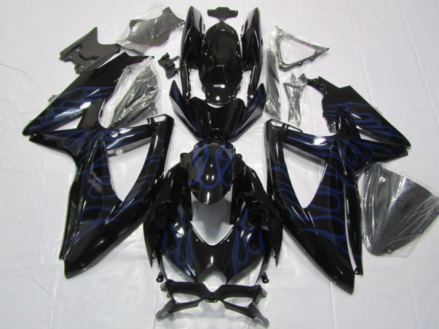 2008-2010 Black Blue Flame Suzuki GSXR600 Bike Fairing 2008-2010 Black Blue Flame Suzuki GSXR600 Bike Fairing