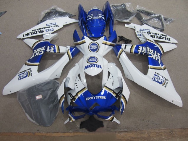 2008-2010 White Lucky Strike Blue Motul Suzuki GSXR600 Motor Fairings 2008-2010 White Lucky Strike Blue Motul Suzuki GSXR600 Motor Fairings