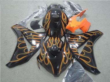 2008-2011 Black Orange Flame Honda CBR1000RR Motorcycle Fairings Kit
