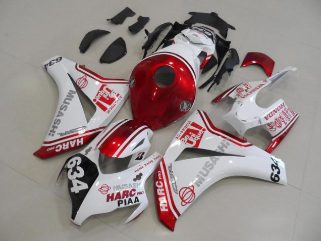 2008-2011 White Red HARC Pro PIAA 634 Honda CBR1000RR Motor Fairings 2008-2011 White Red HARC Pro PIAA 634 Honda CBR1000RR Motor Fairings