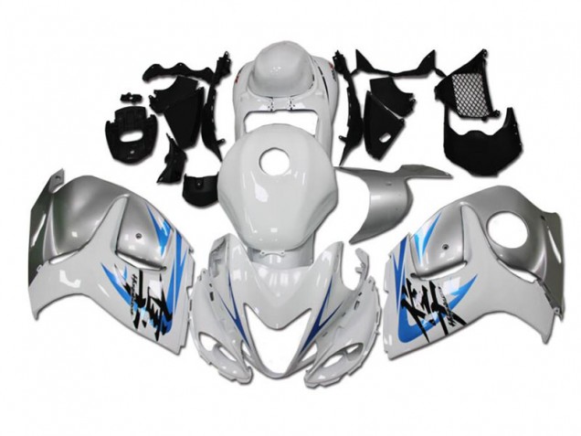 2008-2019 White Blue Suzuki GSXR 1300 Hayabusa Replacement Fairings