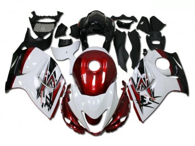 2008-2019 White Red Suzuki GSXR 1300 Hayabusa Motorcycle Fairings Kits