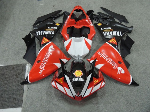 2009-2011 Black White Santander Red Yamaha YZF R1 Motorcycle Fairing Kits 2009-2011 Black White Santander Red Yamaha YZF R1 Motorcycle Fairing Kits