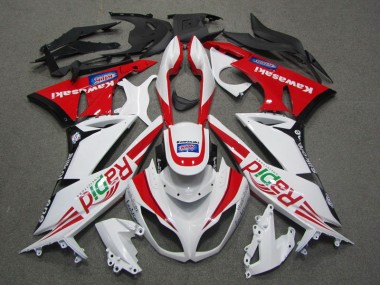 2009-2012 White Red Rapid Kawasaki ZX6R Motorcycle Fairing