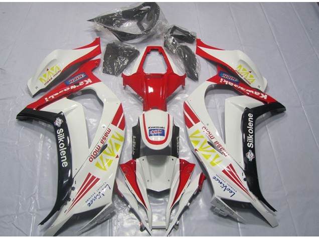 2011-2015 White Red Silkolene Kawasaki ZX10R Motorcycle Fairings Kit 2011-2015 White Red Silkolene Kawasaki ZX10R Motorcycle Fairings Kit