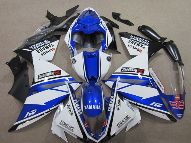 2012-2014 Blue White Pizzoli Yamaha YZF R1 Motorcycle Fairings 2012-2014 Blue White Pizzoli Yamaha YZF R1 Motorcycle Fairings