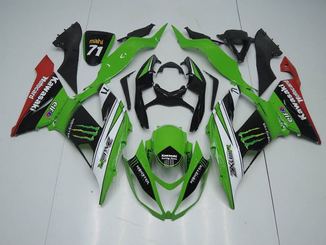 2013-2018 Black Green White Monster Kawasaki ZX6R Bike Fairings 2013-2018 Black Green White Monster Kawasaki ZX6R Bike Fairings